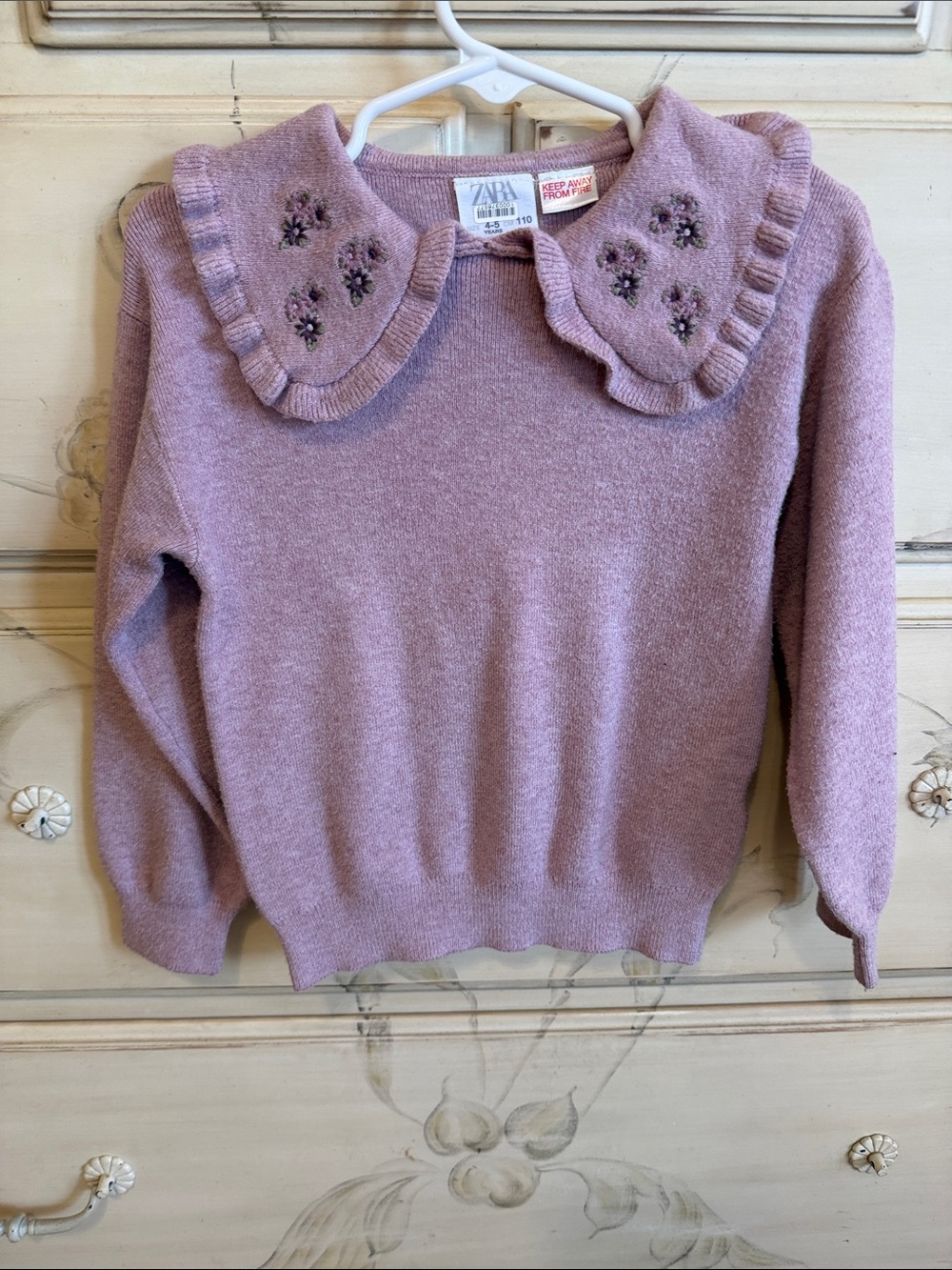 Zara Dusty Lilac Ruffled Collar Sweater